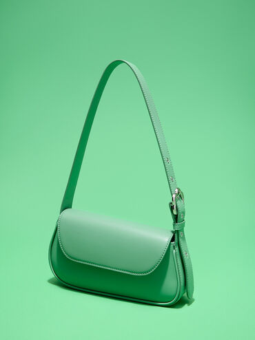 Petra Asymmetrical Front Flap Bag, Green, hi-res