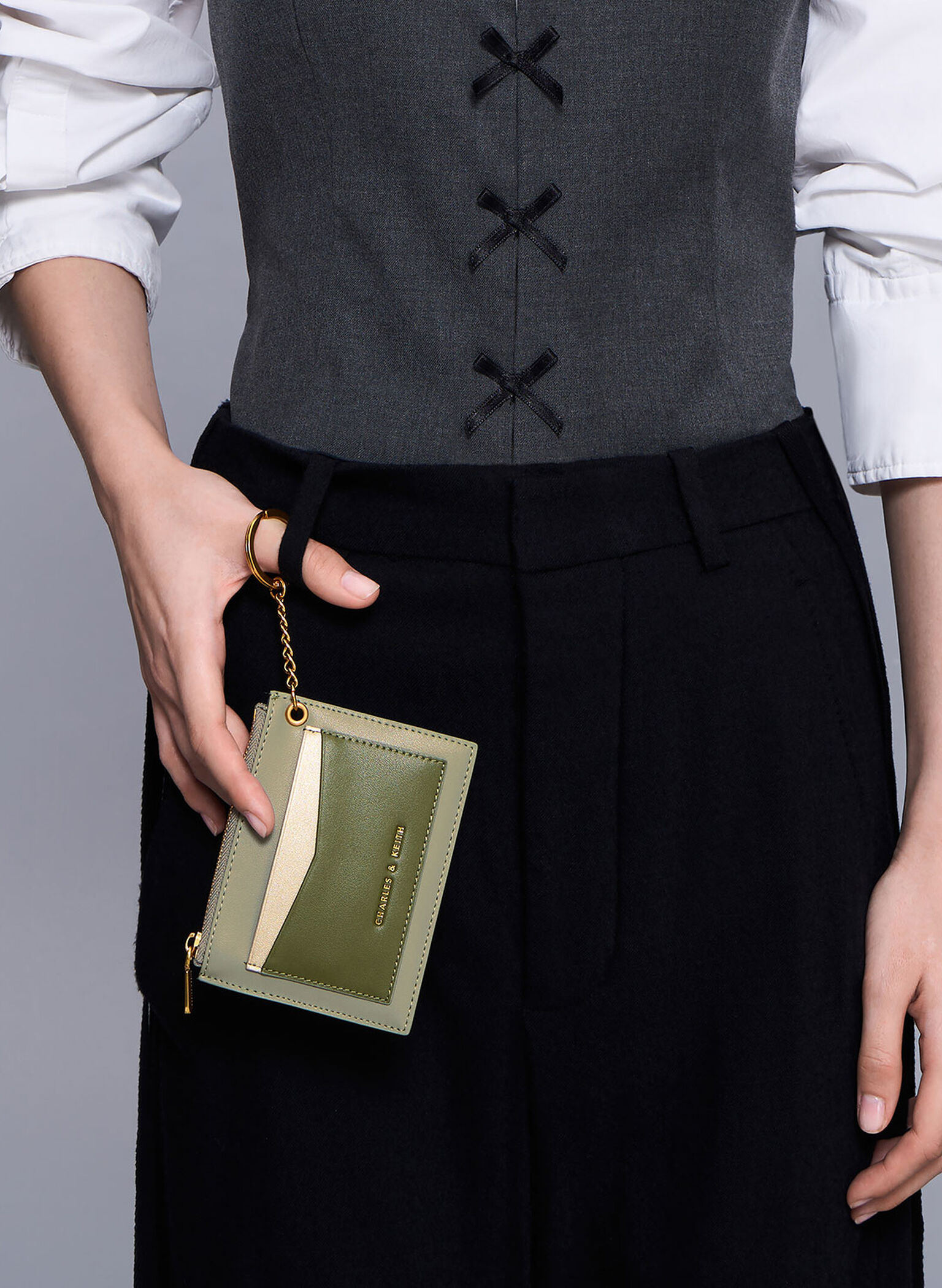 Chain Link Card Holder, Sage Green, hi-res