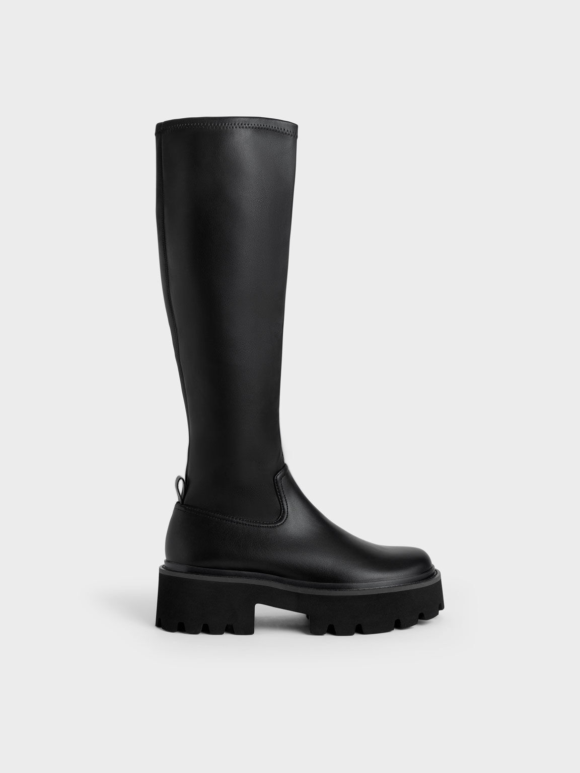 Chunky Platform Knee-High Boots, Black, hi-res