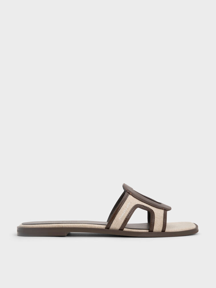 Sandalias de lino con aberturas Easley, Marrón oscuro, hi-res