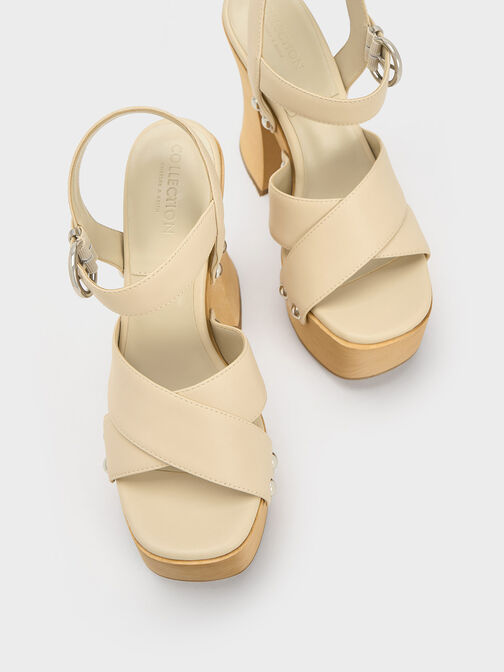 Tabitha Leather Crossover Sandals, Chalk, hi-res