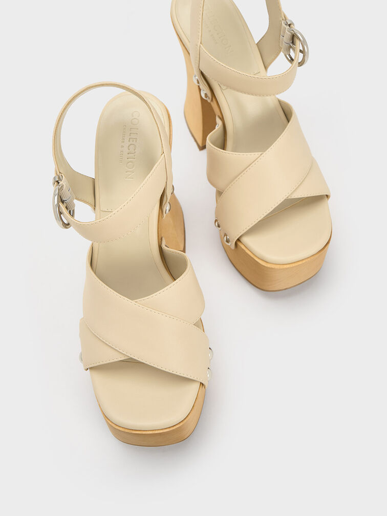 Tabitha Leather Crossover Sandals, Chalk, hi-res