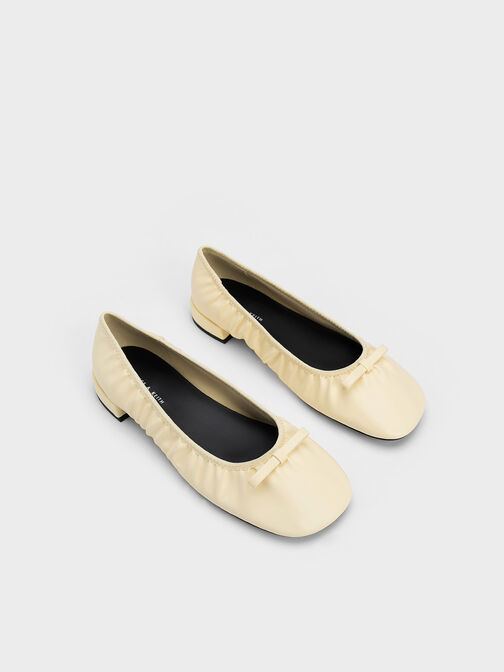 Bow Ruched Ballerinas, Butter, hi-res