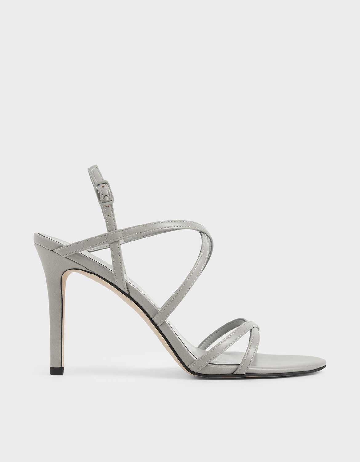 strappy grey heels