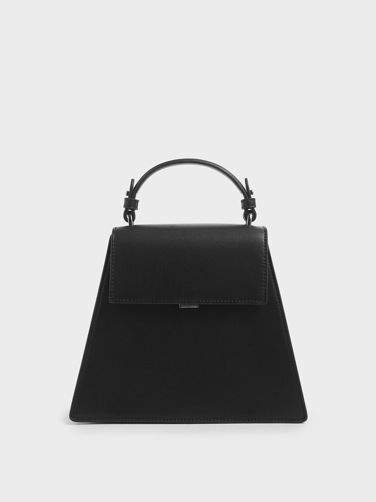 Angular Top Handle Bag, Black, hi-res