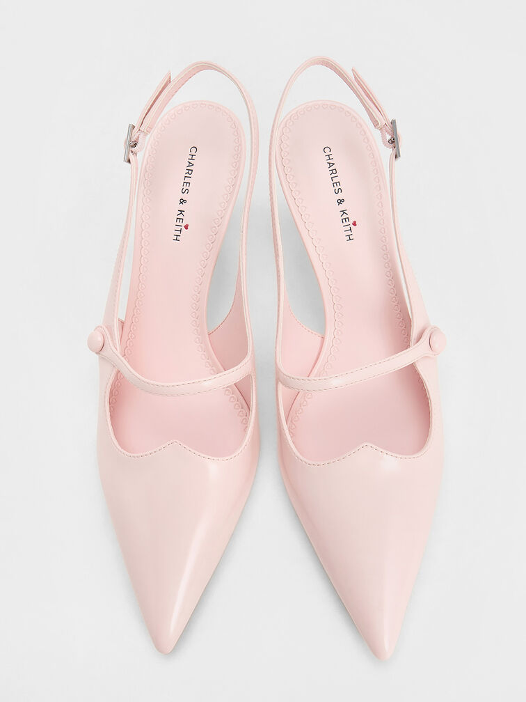 Pointed-Toe Mary Jane Slingback Pumps, Light Pink, hi-res