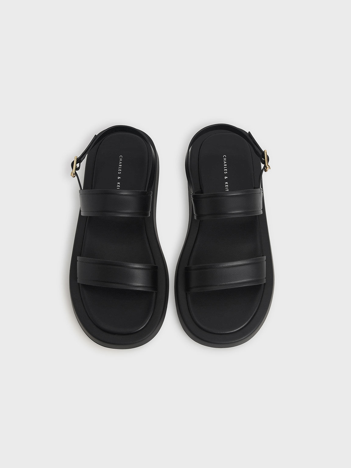 Open Toe Slingback Platform Sandals, Black, hi-res