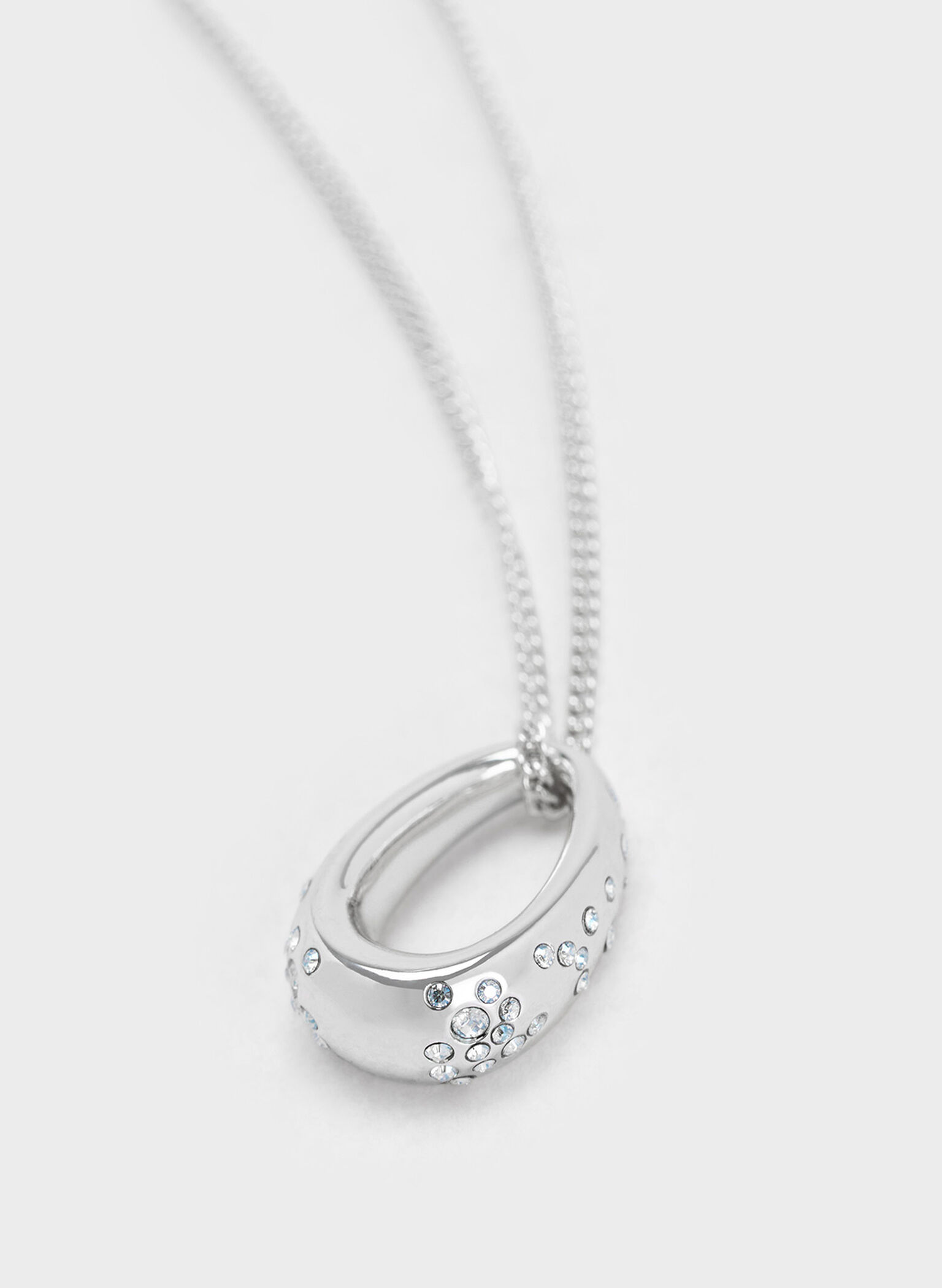 Reverie Crystal Teardrop Necklace, Silver, hi-res