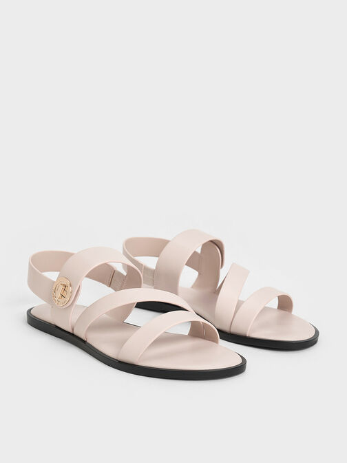Yara Turn Lock Strappy Sandals, Cream, hi-res