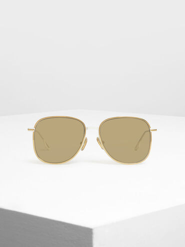 Classic Wire Framed Aviators, White, hi-res