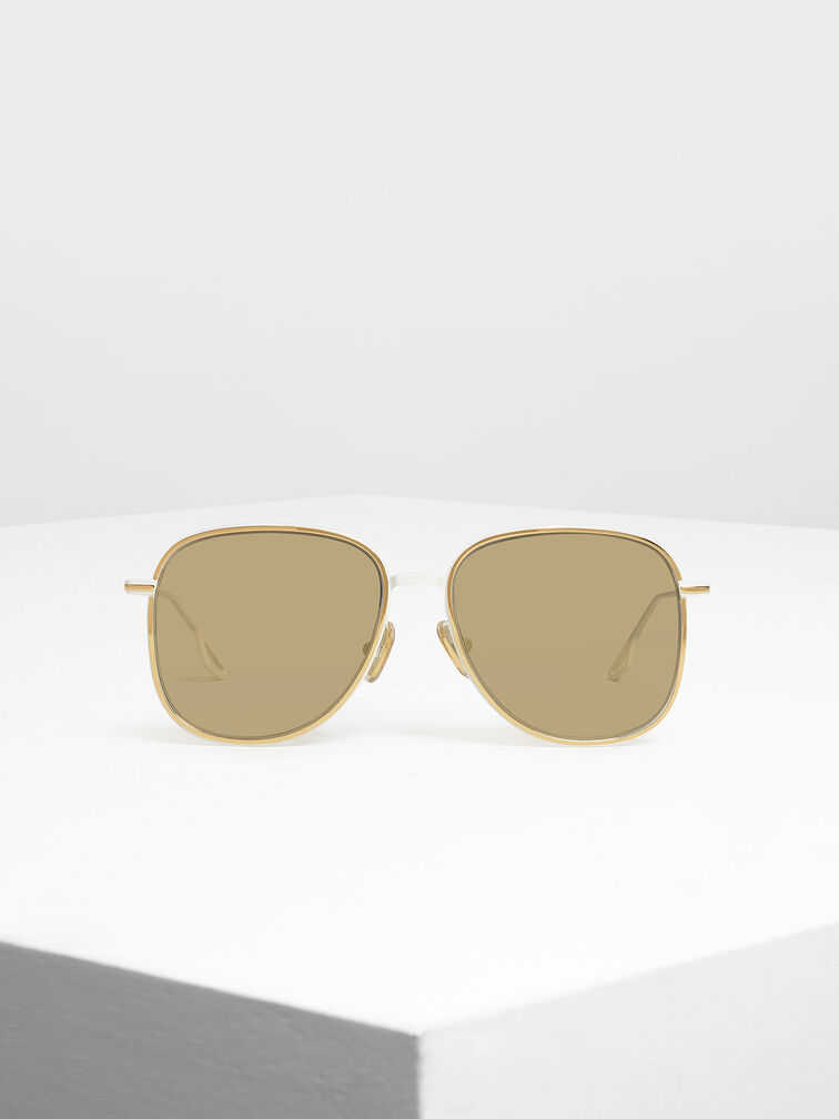 Classic Wire Framed Aviators, White, hi-res
