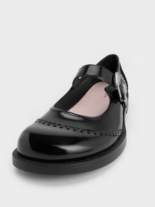 Zapatos Mary Jane con hebilla de corazón, Negro pulido, hi-res