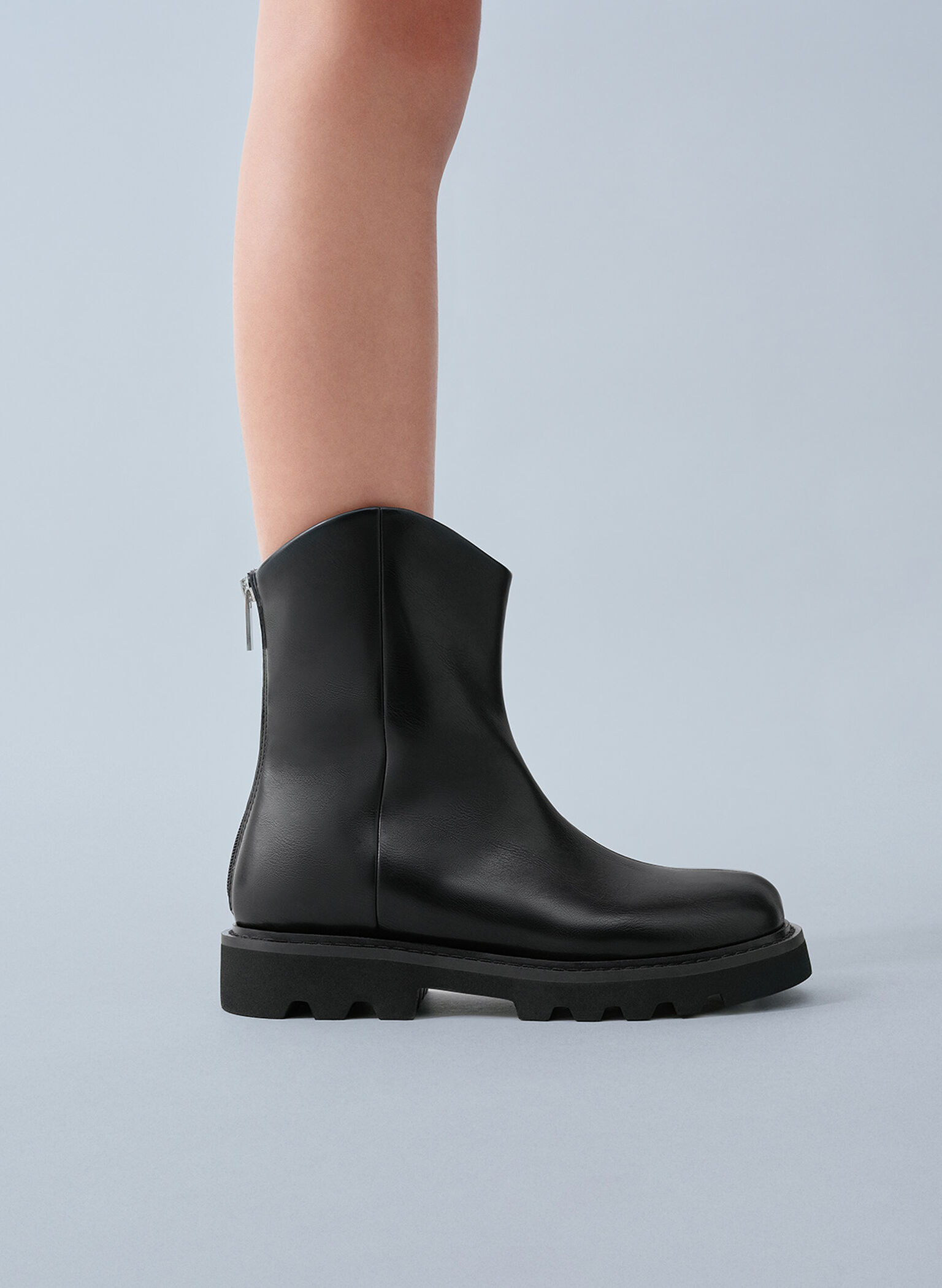 Girls' Chunky Ankle Boots, Black, hi-res