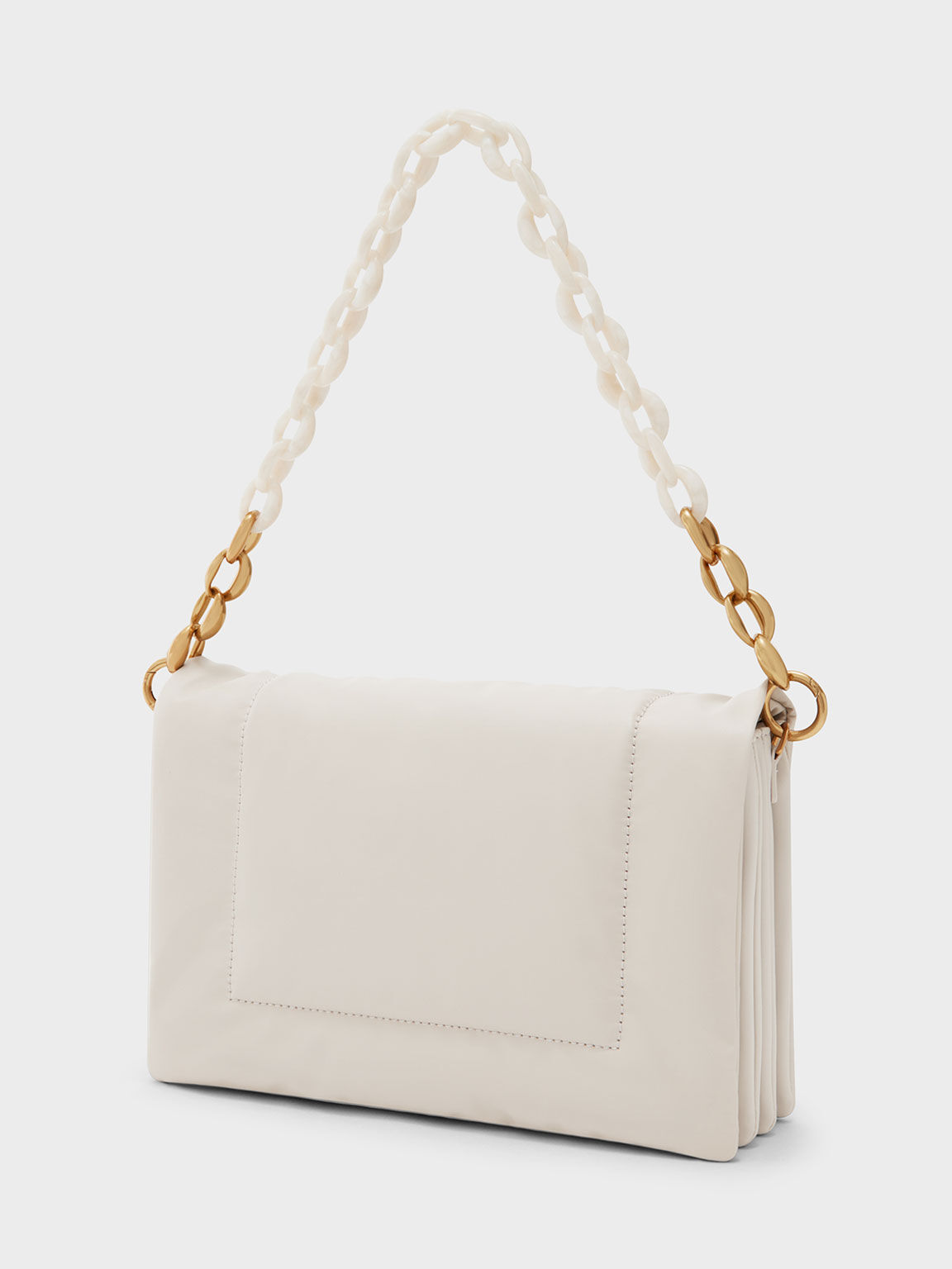 Evelynn Push-Lock Shoulder Bag, Light Grey, hi-res