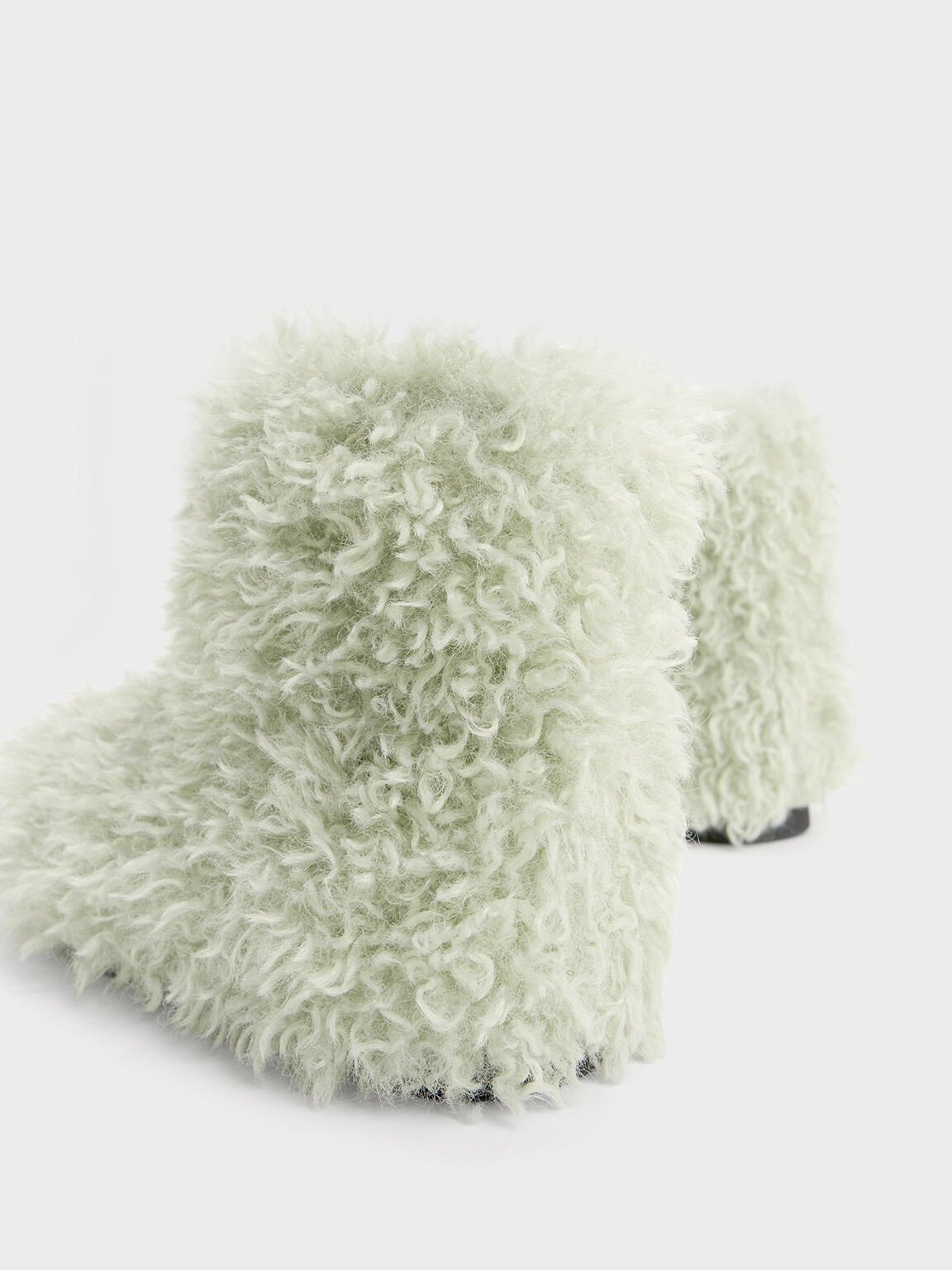 Furry Ankle Boots, Mint Green, hi-res