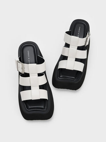 IIsa Flatform Gladiator Sandals, White, hi-res