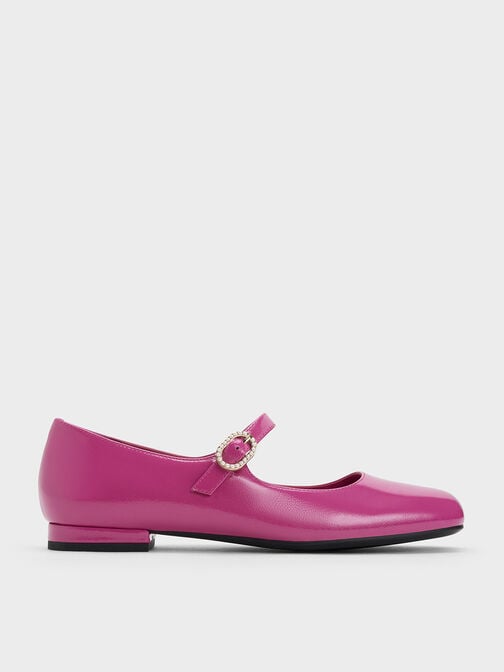 鑲鑽釦環瑪莉珍鞋, 紫紅色, hi-res