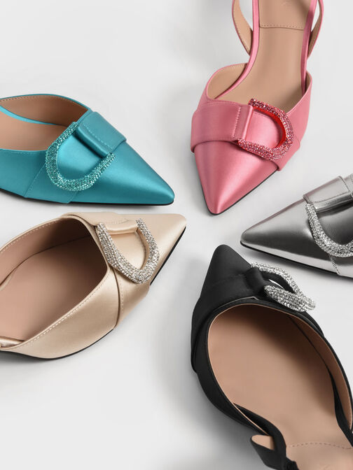 Gabine Gem-Embellished Slingback Pumps, Black, hi-res