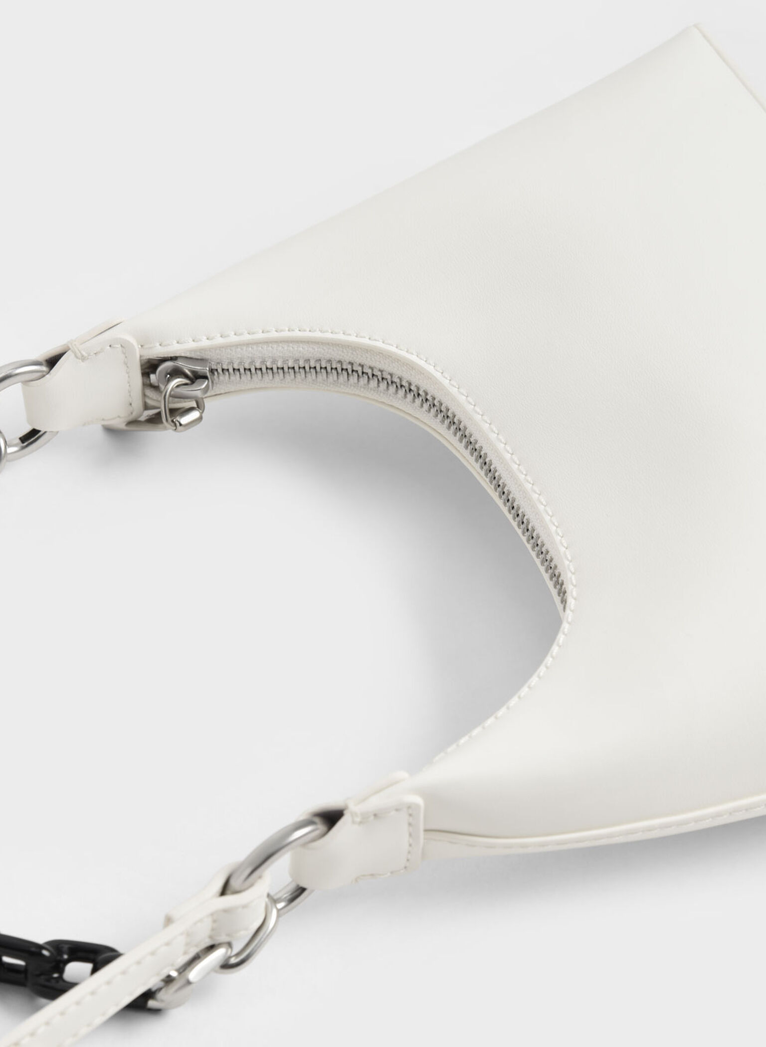 White Koi Chain Handle Shoulder Bag - CHARLES & KEITH US
