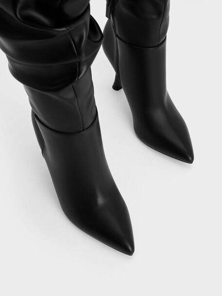 Aster Ruched Knee-High Boots, Black, hi-res