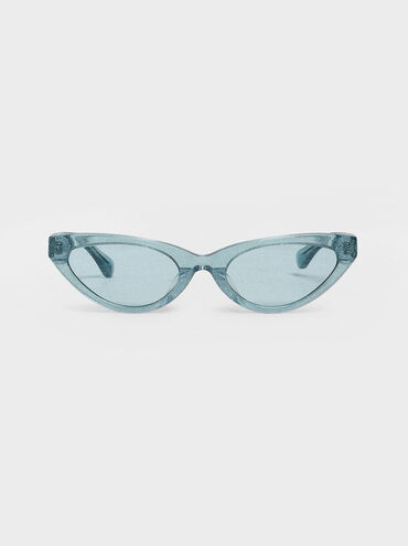橢圓框墨鏡, 藍綠色, hi-res