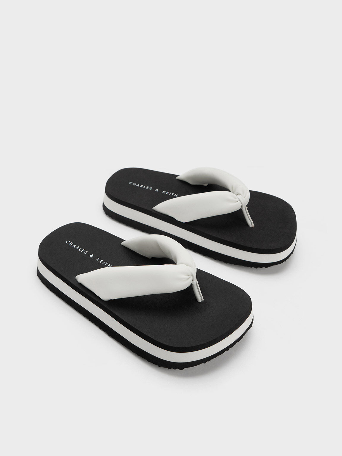 Tana Puffy Thong Sandals, White, hi-res