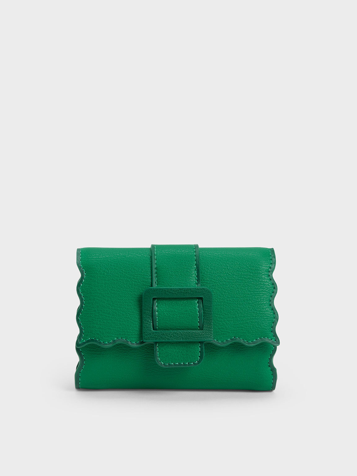 Waverly Scallop-Trim Wallet, Green, hi-res