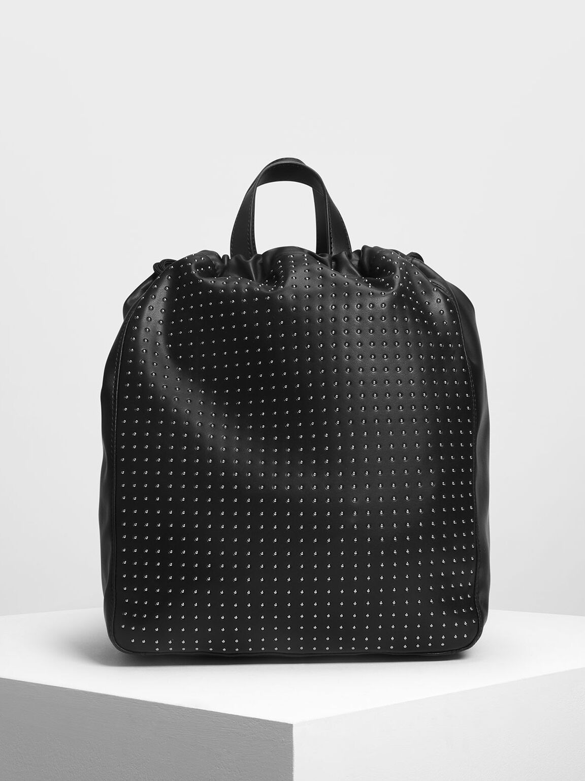 Black Micro Stud Drawstring Backpack Charles Keith Sg