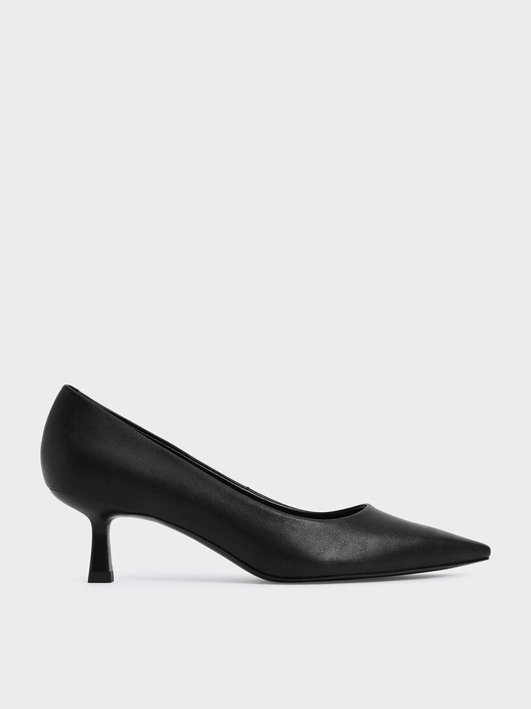 Black Emmy Pointed Kitten Heel Pumps - CHARLES & KEITH US