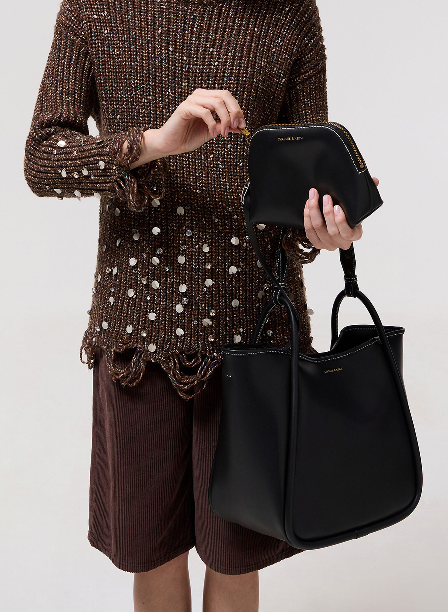 Lyla Tubular Slouchy Tote Bag, Black, hi-res