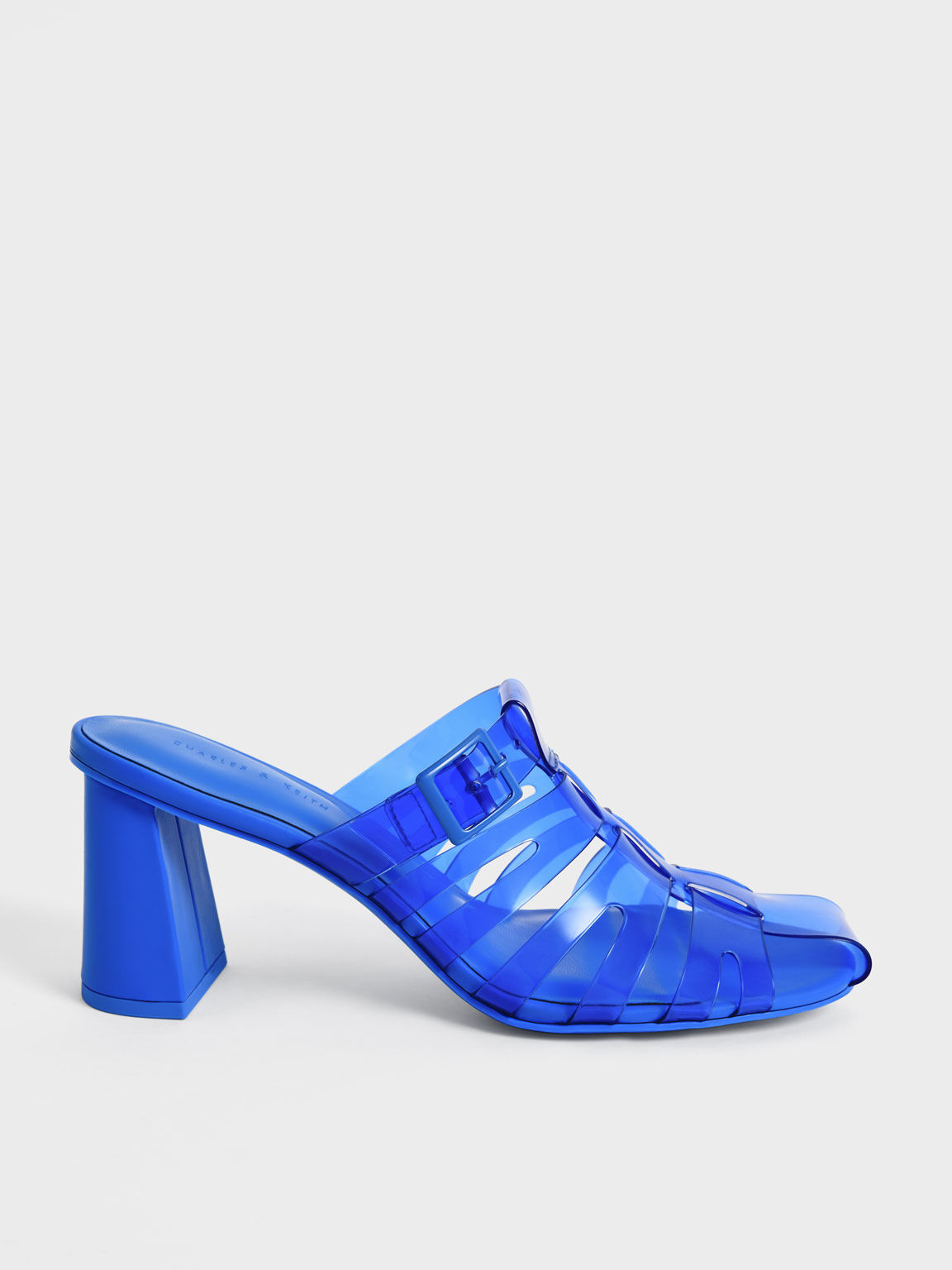 Madison See-Through Caged Mules, Blue, hi-res