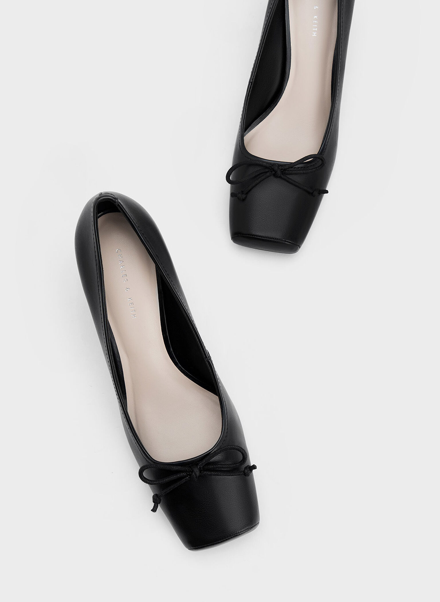 Bow Square-Toe Pumps, Black, hi-res