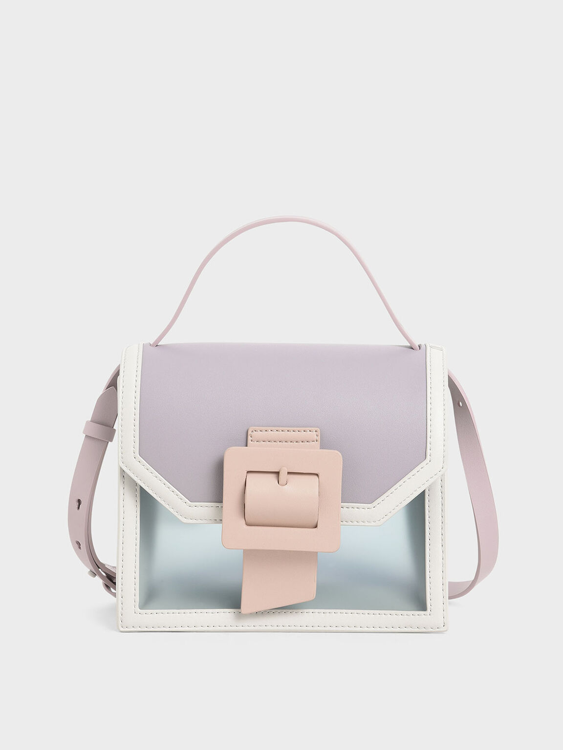 Grey See-Through Effect Buckled Bag | CHARLES & KEITH US