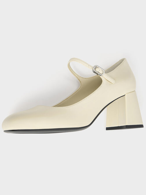 Patent Block-Heel Mary Jane Pumps, Chalk, hi-res