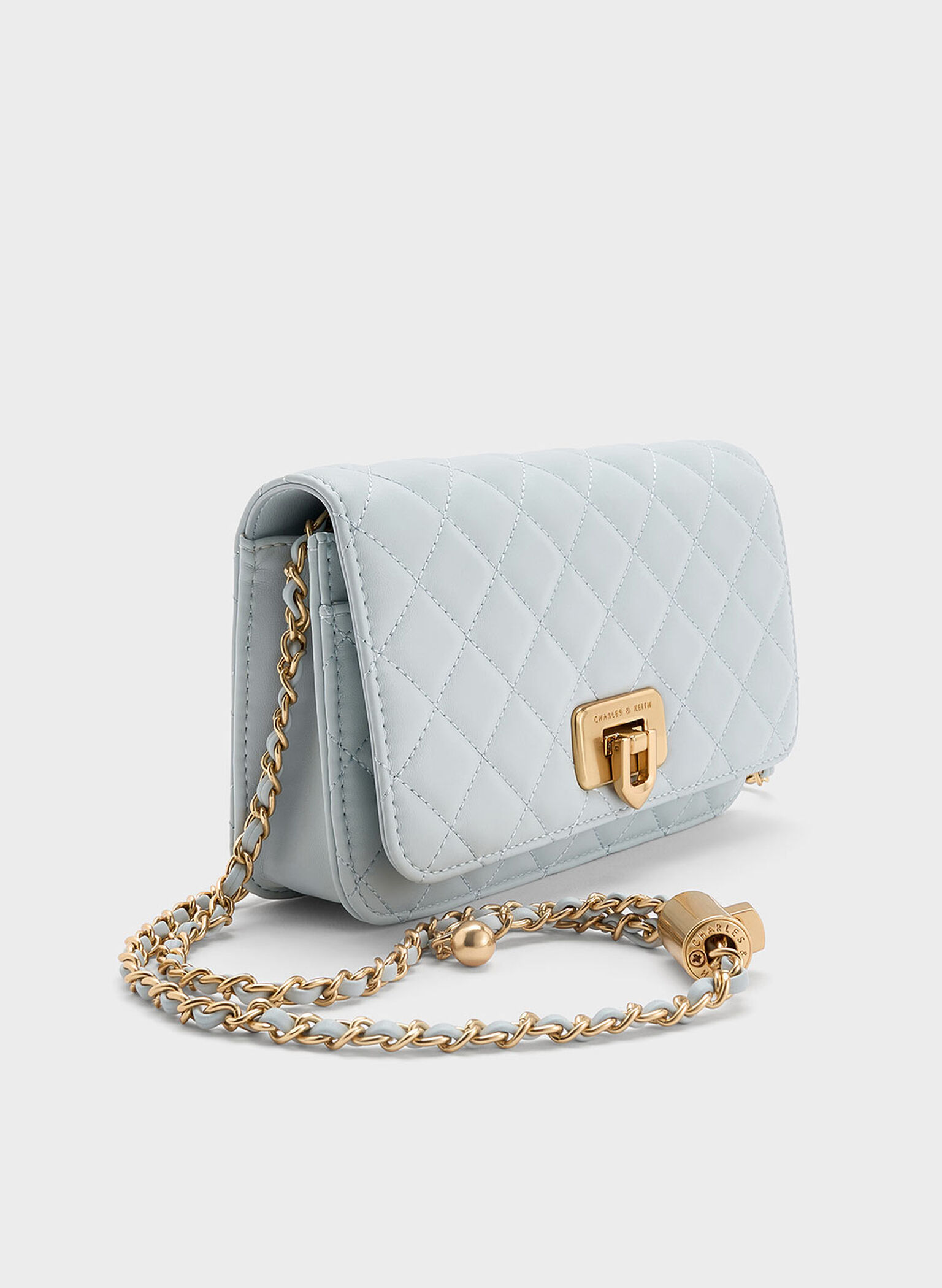 Cressida Quilted Push-Lock Clutch, Sea Salt Blue, hi-res