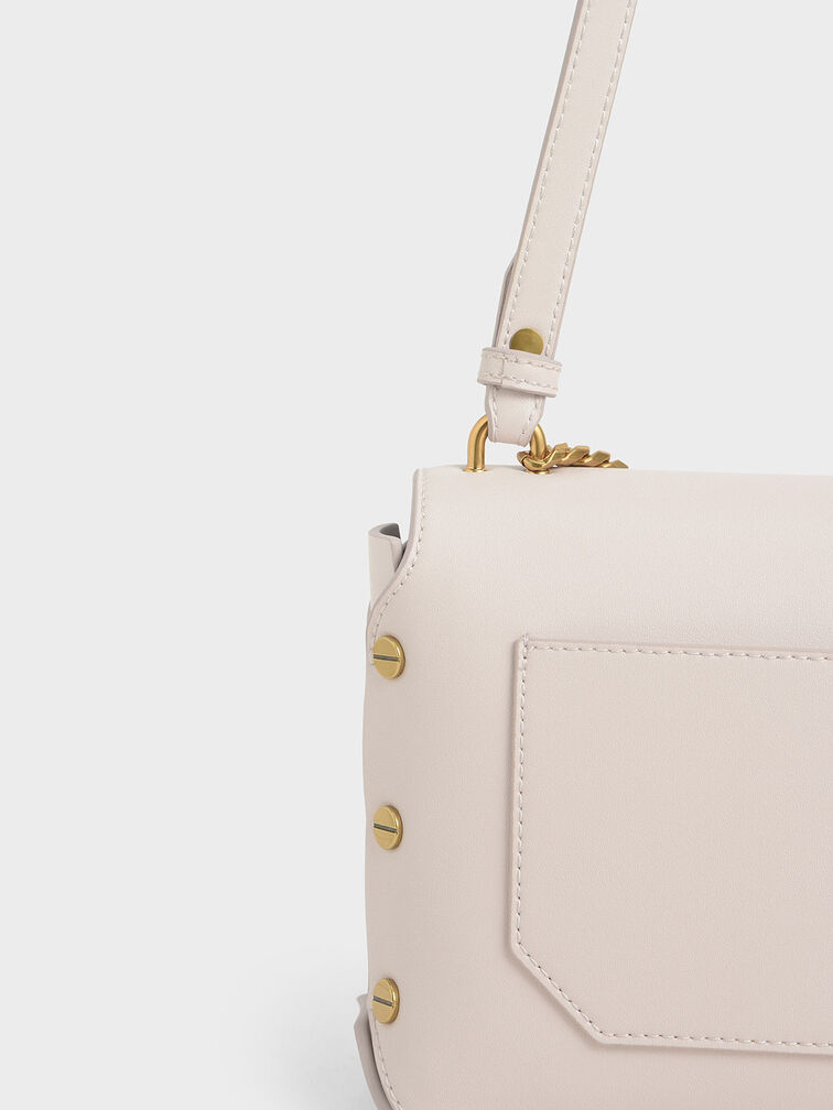 Chain Handle Shoulder Bag, Pink, hi-res