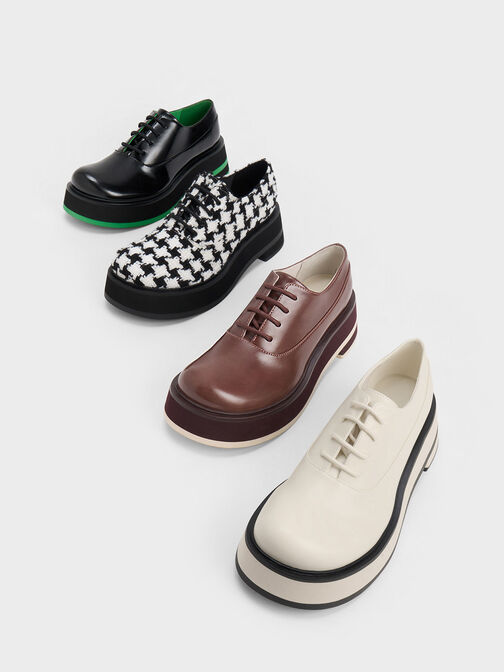 Striped Platform Oxfords, Maroon, hi-res