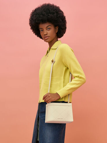 Metallic Accent Quilted Bag, Butter, hi-res
