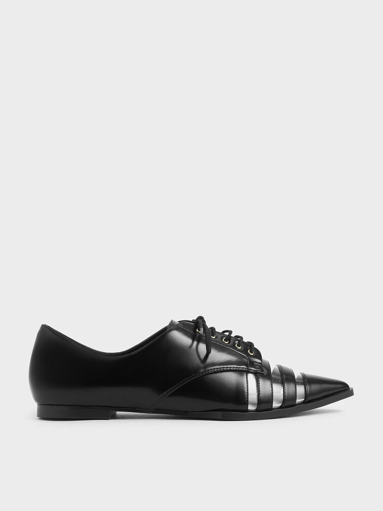 See-Through Oxford Shoes, Black, hi-res