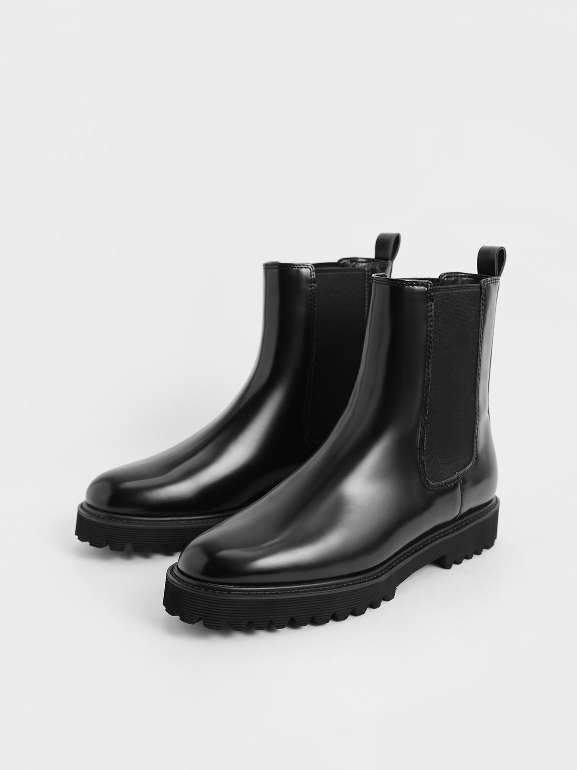 Cleated Sole Chelsea Boots, Black, hi-res