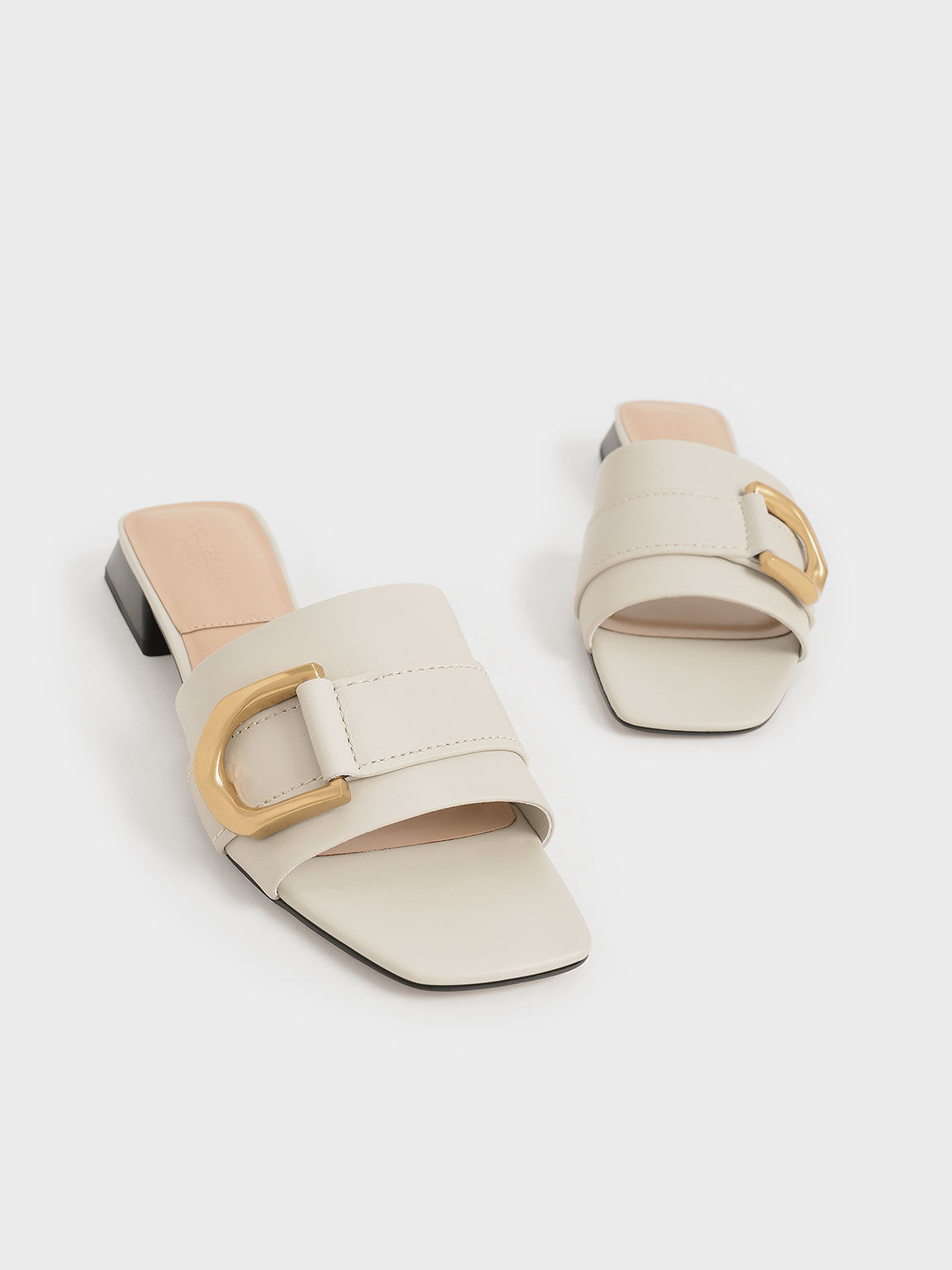 Gabine Buckled Leather Mules​, Chalk, hi-res