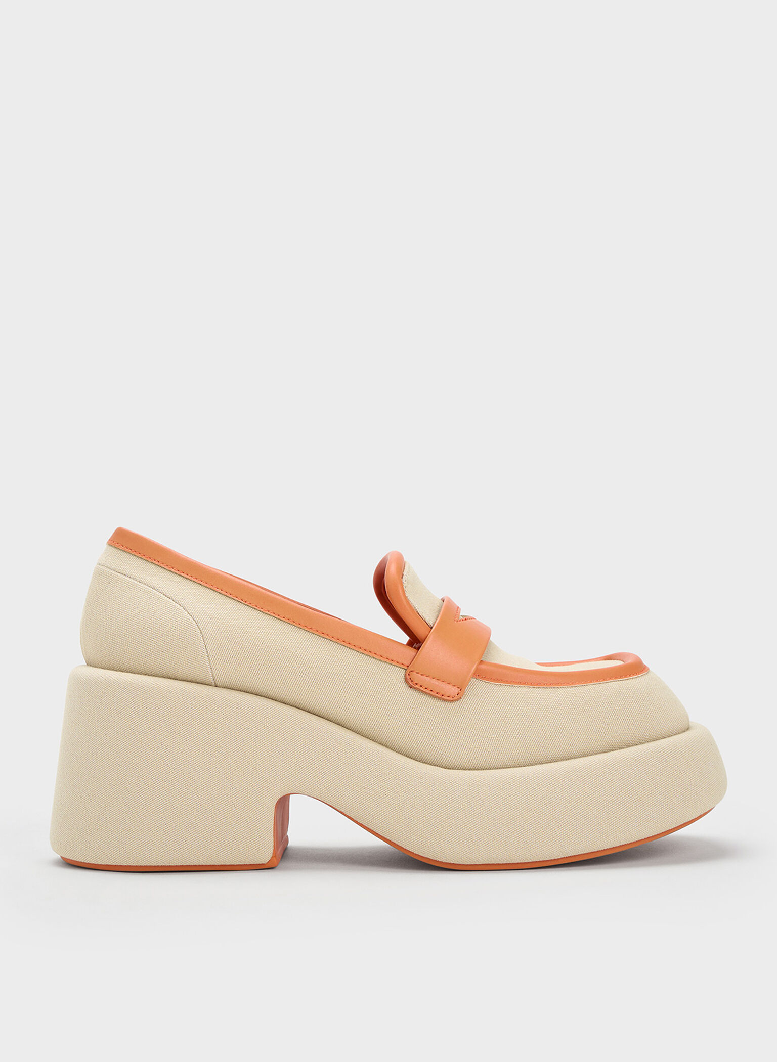Leni Canvas Platform Loafers, Orange, hi-res