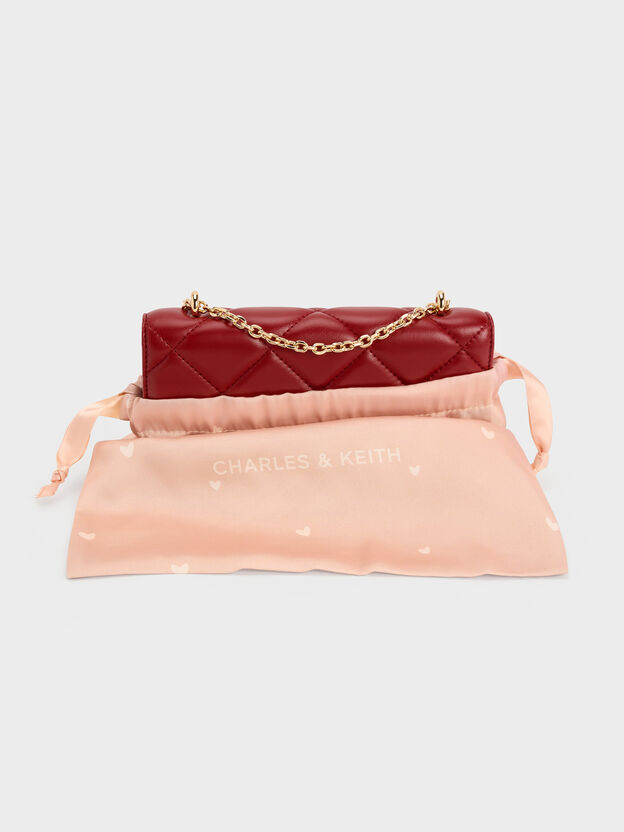 Paffuto Quilted Wallet On Chain, Tomato Red, hi-res