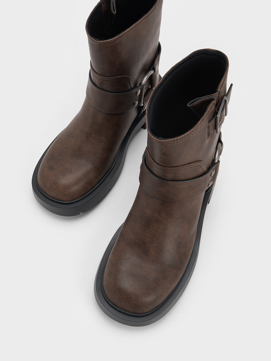 Gold buckle ankle clearance boots