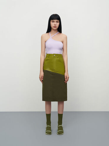 Strappy Trapeze Heel Mules, Sage Green, hi-res