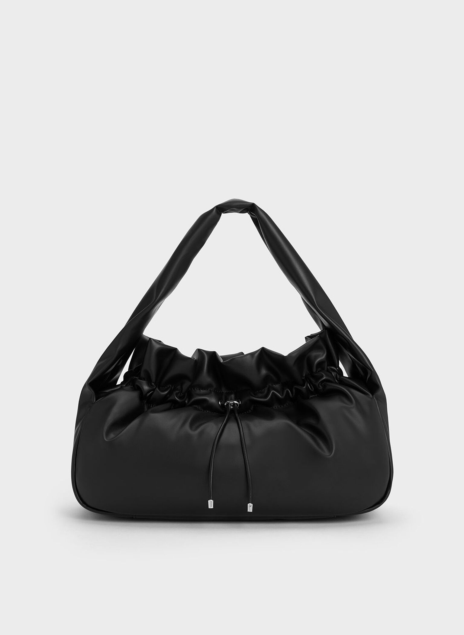 Maisy Ruched Hobo Bag, Black, hi-res