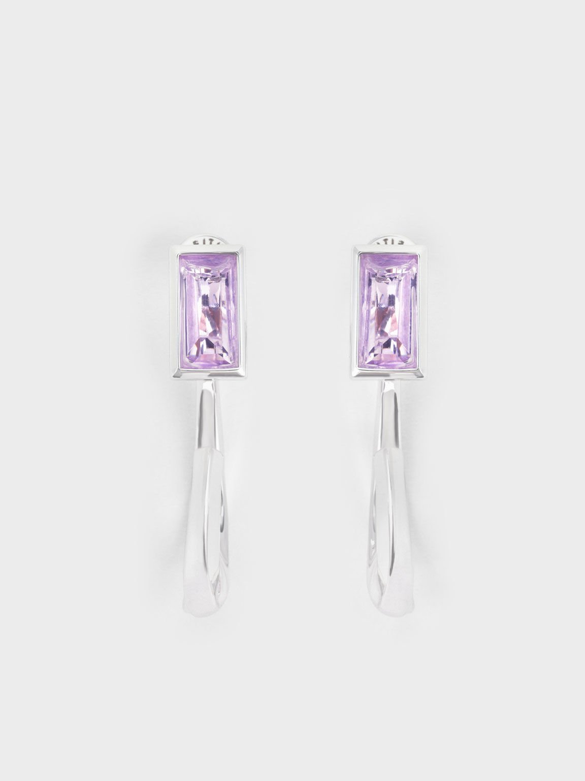 扭勾水晶耳環, 紫丁香色, hi-res