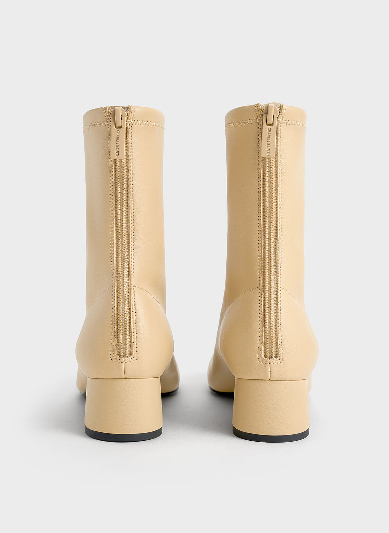 Stitch-Trim Heeled Ankle Boots, Yellow, hi-res