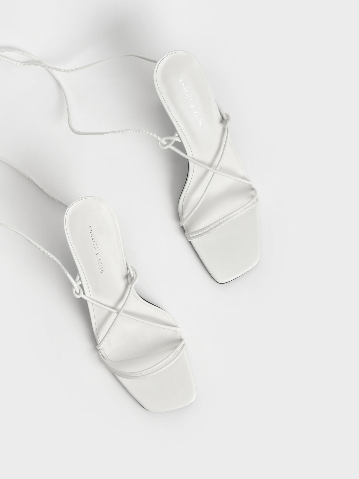 Strappy Tie-Around Stiletto Sandals, White, hi-res