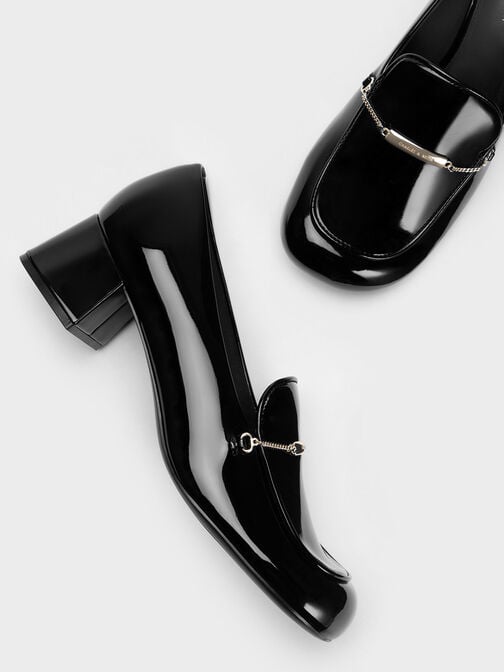 Lexie Chain-Link Loafers, Black Box, hi-res